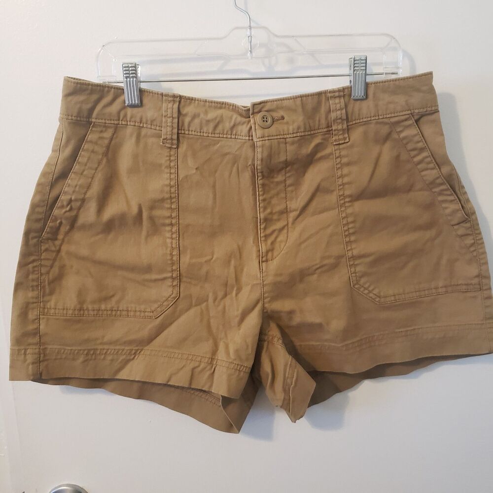 Old Navy OG Chino Shorts Women Sz Large Camel High Rise Casual Summer Butter Mom